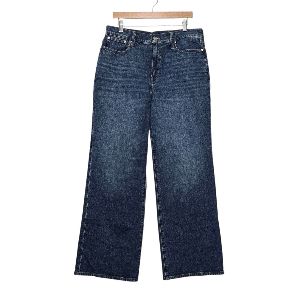 J.Crew 96 Slim Wide Leg Jeans Womens Size 31T Dark Indigo Blue High Rise